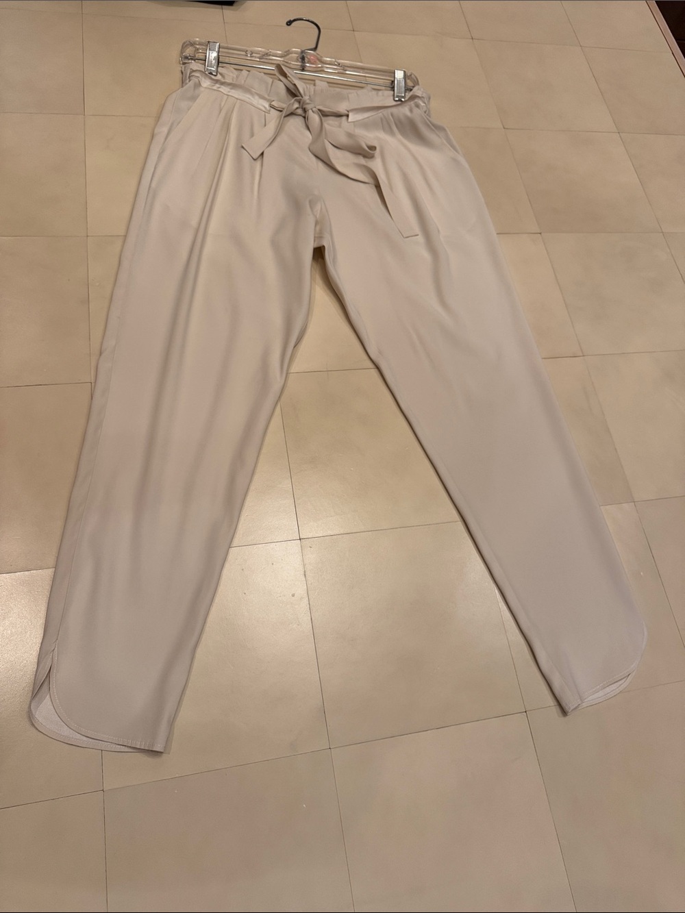 Ramy Brook Cream Tie-Waist Cropped Chinos